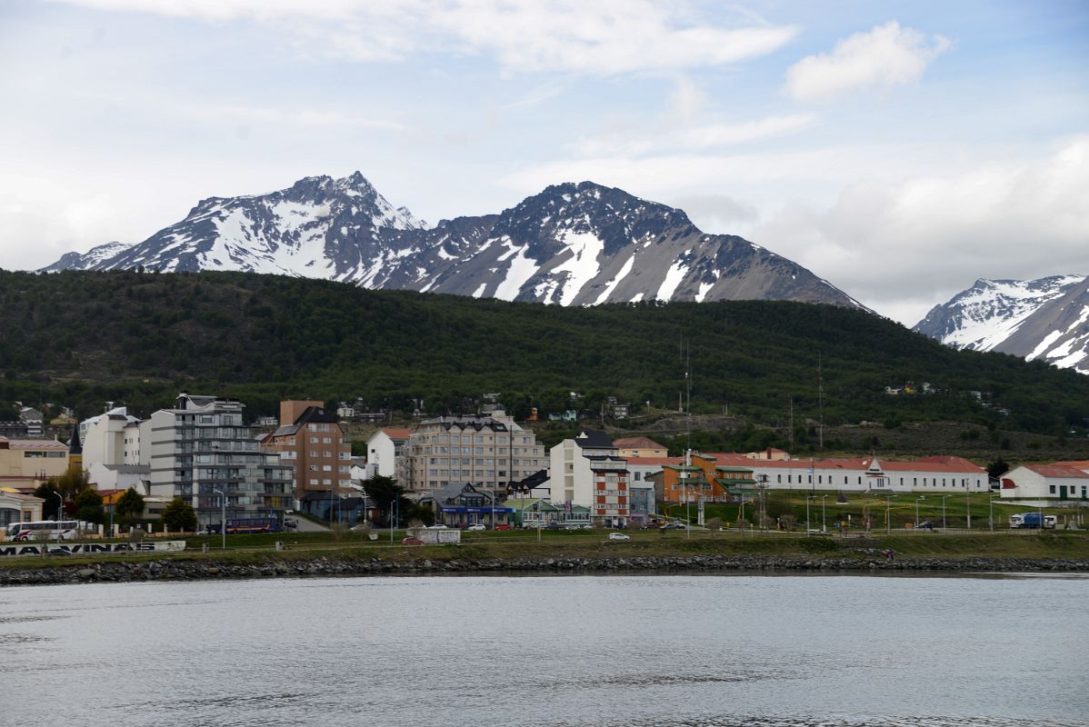 01E Ushuaia Eastern End Of Downtown Area With Maritime Museum And Martial Mountains Above From Cruise Ship Leaving For Antarctica